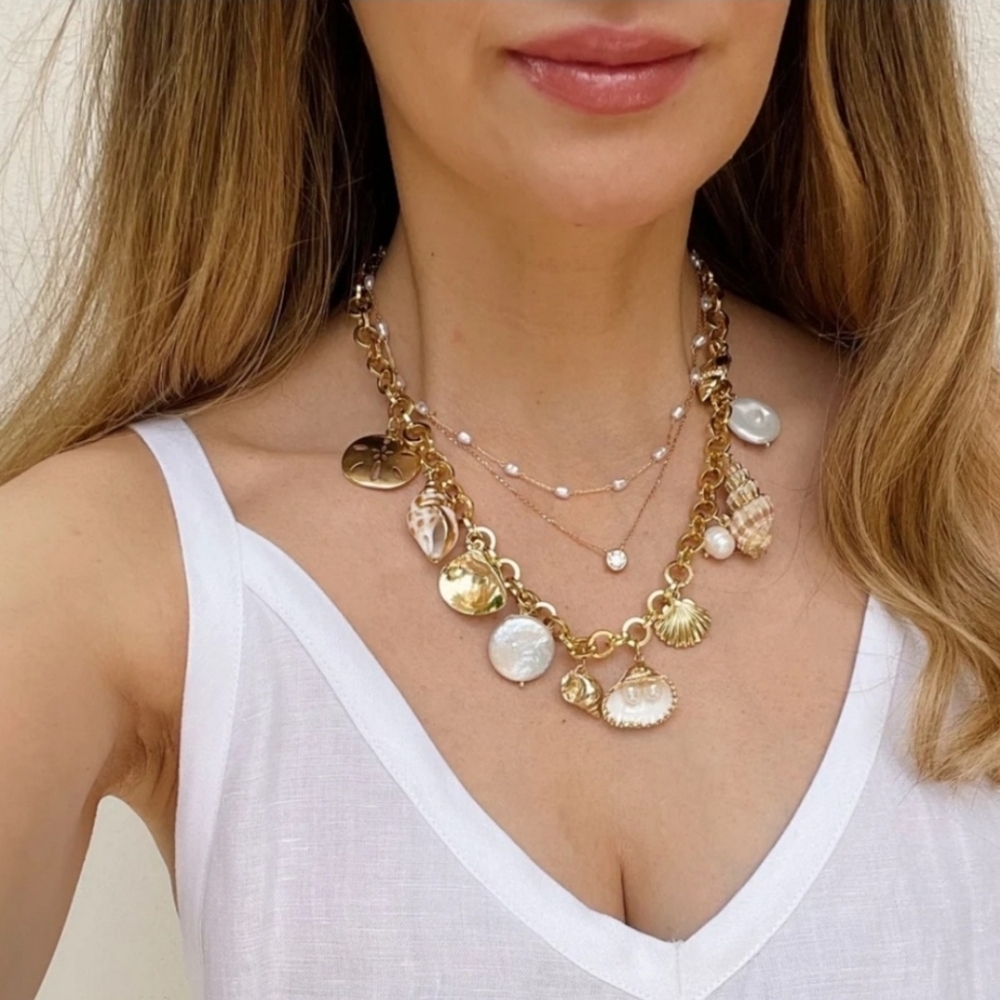 🤍▪️House of Harlow ▪️1960 Gold Seashell Charm 16 ' Necklace - Picture 3 of 14